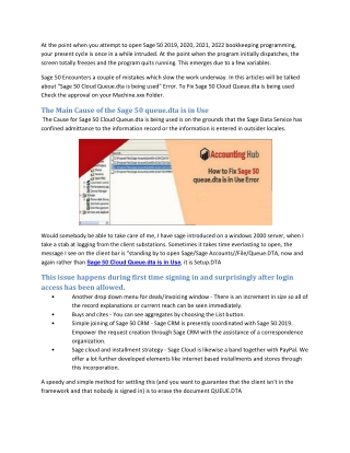 Troubleshoot The Sage 50 Queue.dta is in Use