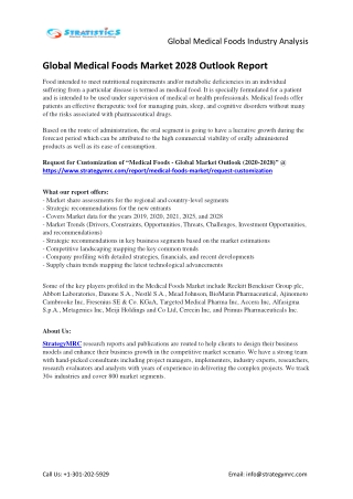 Business Strategies, Revenue and Growth Rate of Global Medical Foods Market