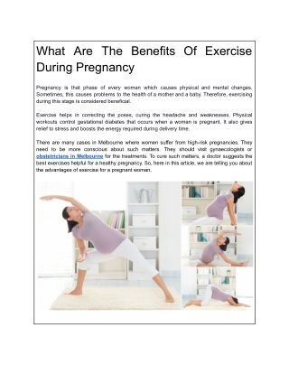 What Are The Benefits Of Exercise During Pregnancy