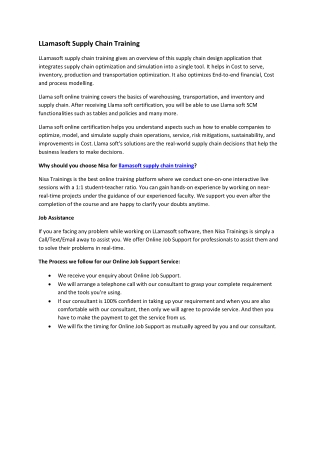 LLamasoft Supply Chain Training