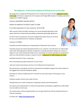 Myassignment - Professional Assignment Writing Service in Sri Lanka