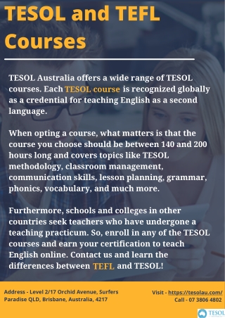 TESOL and TEFL Courses