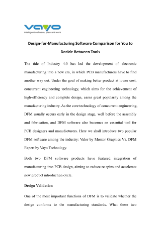 Design-for-Manufacturing Software Comparison for You to Decide Between Tools