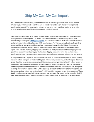 Ship My CarMy Car Import