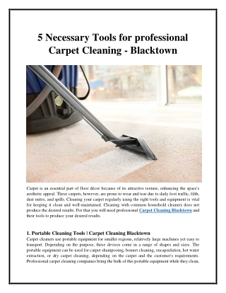 5 Necessary Tools for professional Carpet Cleaning - Blacktown