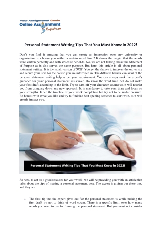 Personal Statement Writing Tips That You Must Know in 2022
