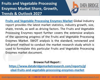 Fruits and Vegetable Processing Enzymes Market Grow 7.10 % CAGR
