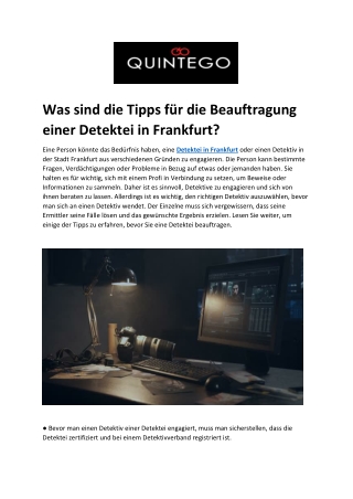 Was sind die Tipps für die Beauftragung einer Detektei in Frankfurt?