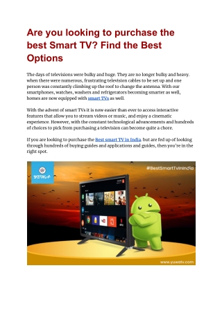 Are you looking to purchase the best Smart TV
