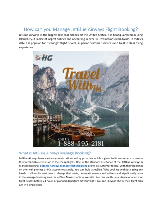 888-595-2181 What is JetBlue Airways Manage my Flight Booking?