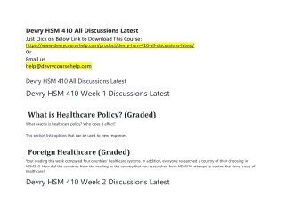 Devry HSM 410 All Discussions Latest