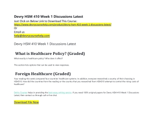 Devry HSM 410 Week 1 Discussions Latest