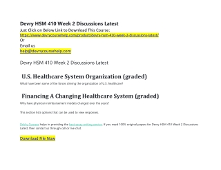 Devry HSM 410 Week 2 Discussions Latest