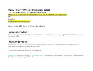 Devry HSM 410 Week 4 Discussions Latest