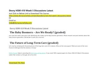 Devry HSM 410 Week 5 Discussions Latest