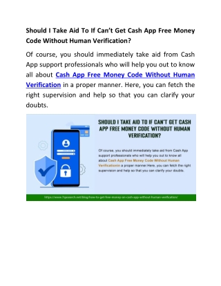 Should I Take Aid To If Can’t Get Cash App Free Money Code Without Human Verify