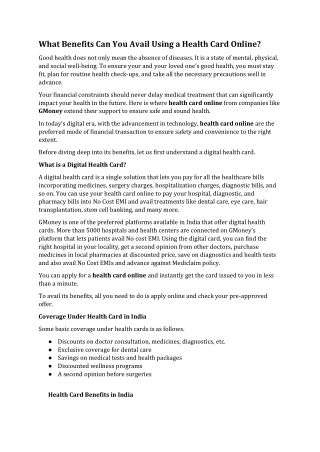 What Benefits Can You Avail Using a Health Card Online-converted