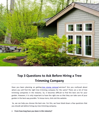 Top 3 Questions to Ask Before Hiring a Tree Trimming Company