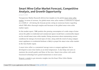 Smart Wine Cellar Market to Reach Valuation of US$ 3 Bn by 2031