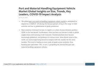 Port and Material Handling Equipment Vehicle Market to Expand at a CAGR of ~5%