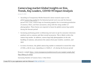 Camera Bag Market Estimated to Expand at a CAGR of ~3% by 2030