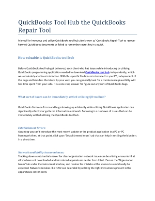 QuickBooks Tool Hub the QuickBooks Repair Tool