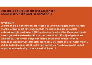 HOE UIT JE FACEBOOK UIT OVERAL OP EEN COMPUTER OF EEN MOBIEL APPARAAT