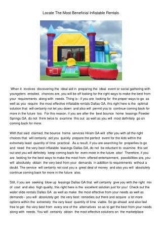 LocateTheMostBeneficialInflatableRentals