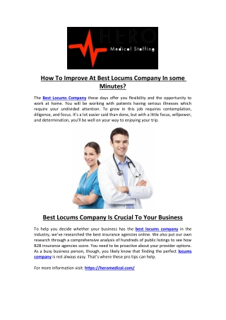 How To Improve At Best Locums Company In some Minutes