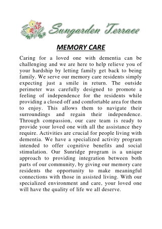 MEMORY CARE