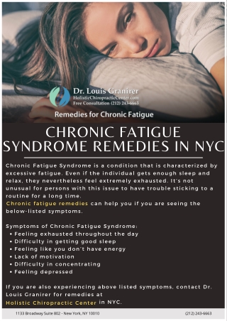 Chronic Fatigue Syndrome Remedies in NYC