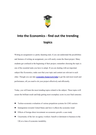 Into the Economics - find out the trending topics