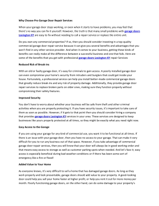 Why Choose Pro Garage Door Repair Services
