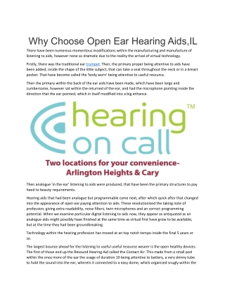 Why Choose Open Ear Hearing Aids,IL