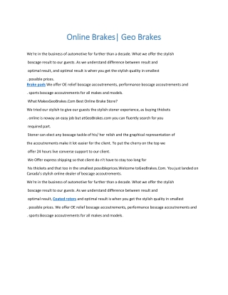 Online Brakes Geo Brakes
