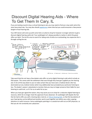 Discount Digital Hearing Aids - Where To Get Them In Cary, IL