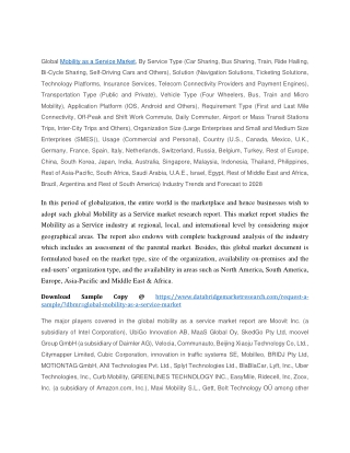Mobility as a Service Market Trends