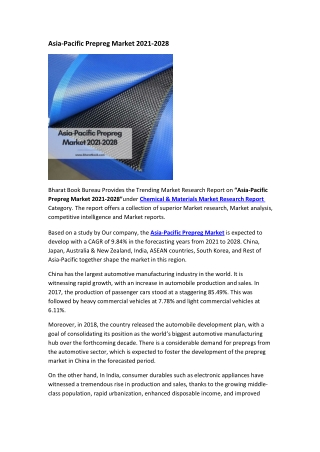 Asia-Pacific Prepreg Market 2021-2028