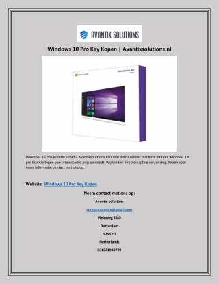 Windows 10 Pro Key Kopen | Avantixsolutions.nl