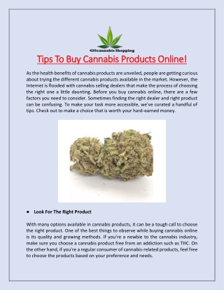 Tips To Buy Cannabis Products Online!