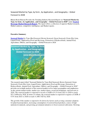 Seaweed Market by Type, by form , by Application , and Geography – Global Forecast to 2028-converted - Copy