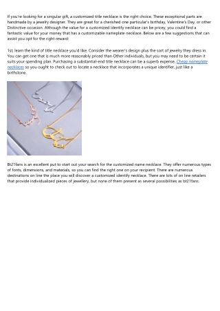 The Best Advice You Could Ever Get About customized name necklace