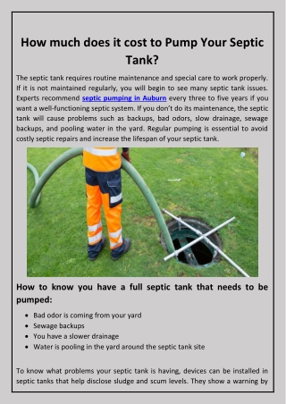 How much does it cost to Pump Your Septic Tank?