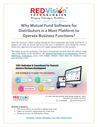 Why Mutual Fund Software for Distributors is a Must Platform to Operate Business Functions