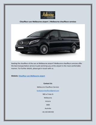 Chauffeur cars Melbourne airport | Melbourne chauffeurs services