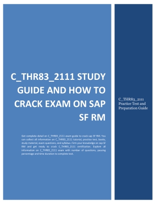 C_THR83_2111 Study Guide and How to Crack Exam on SAP SF RM