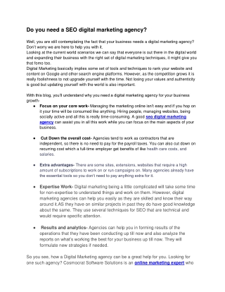 Do you need a SEO digital marketing agency