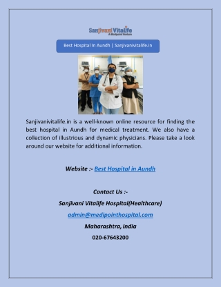 Best Hospital In Aundh | Sanjivanivitalife.in