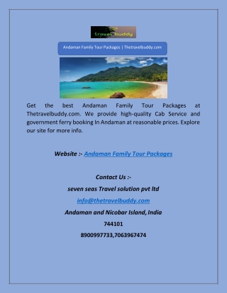 Andaman Family Tour Packages | Thetravelbuddy.com