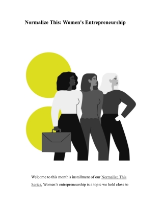 Normalize This Women's Entrepreneurship